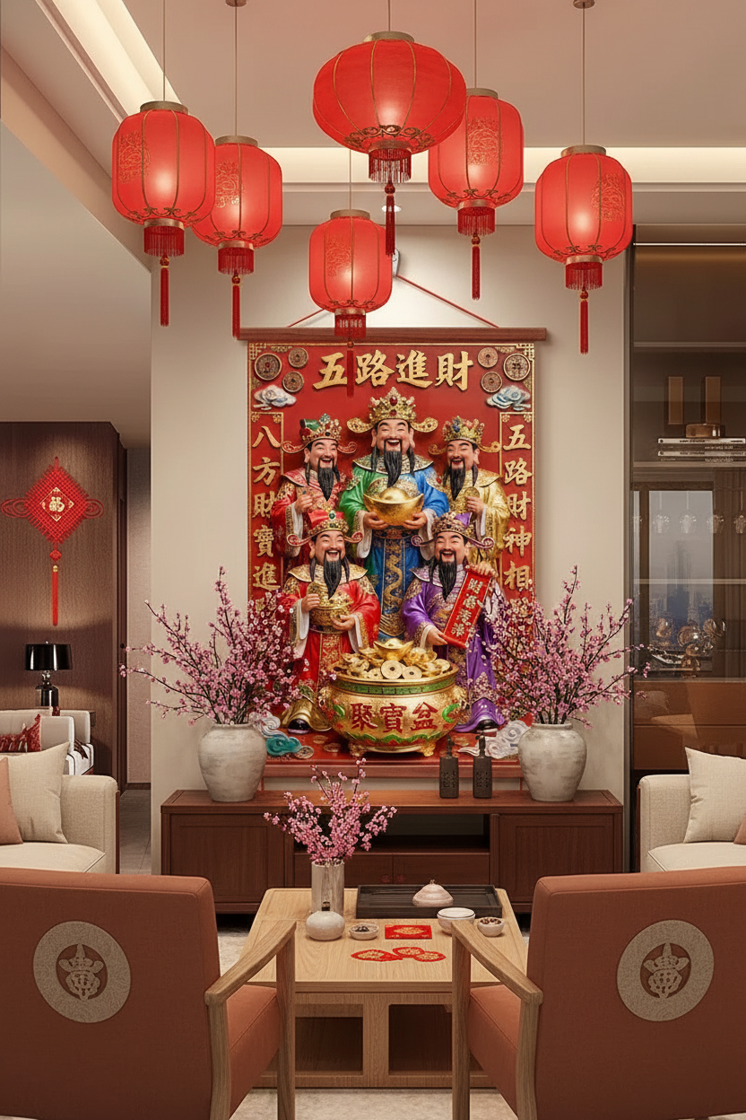 Spring Festival living room scene mockup