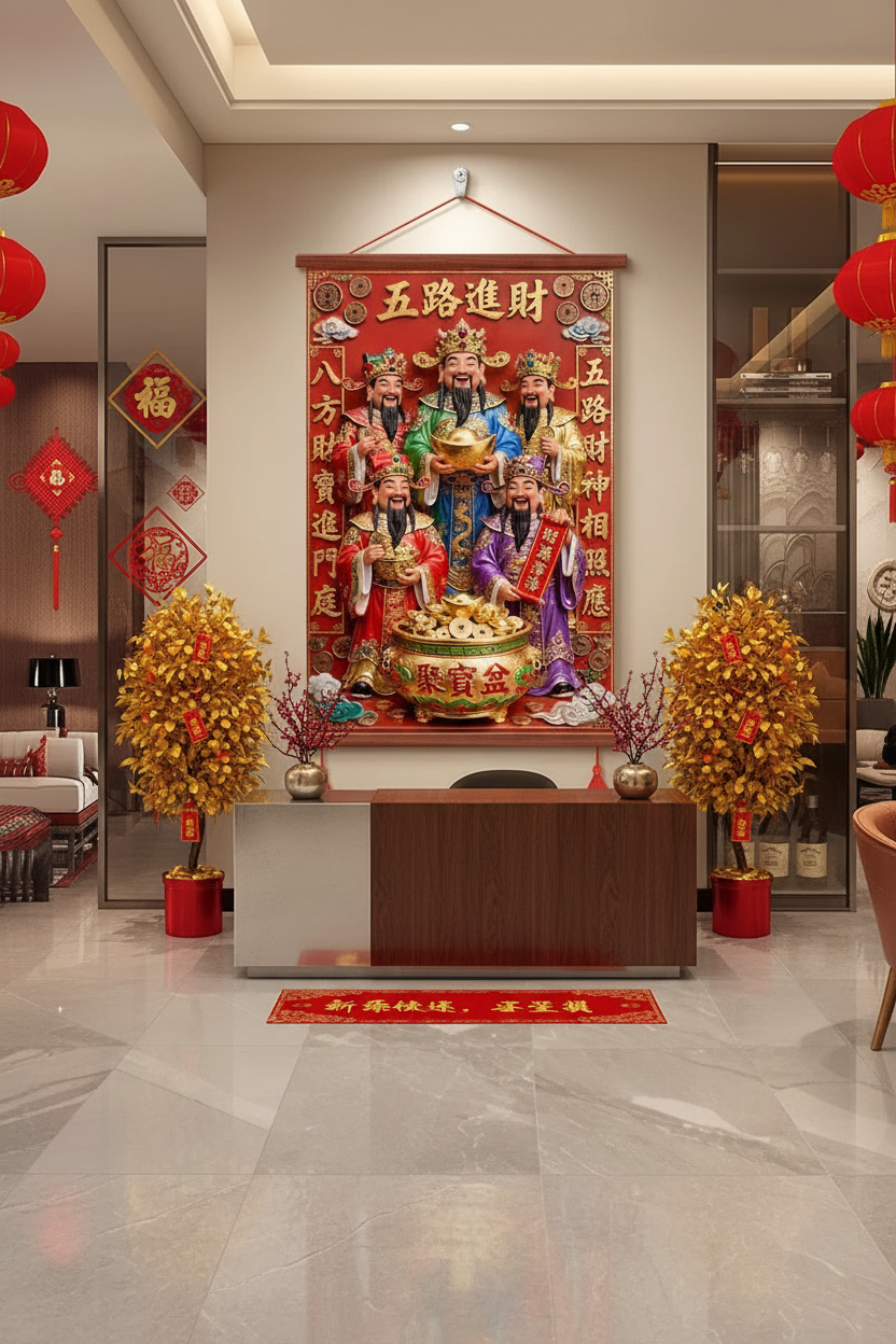 Corporate Spring Festival reception lobby mockup