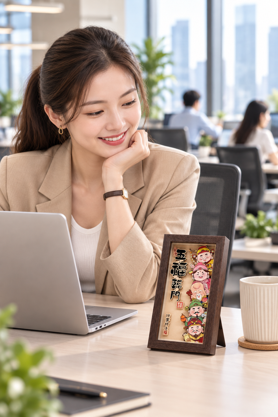 Open Plan Office Woman Workstation Blessing